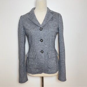 Banana Republic Wool Blend Knit Blazer Size 0 Gray Tailored Career Jacket